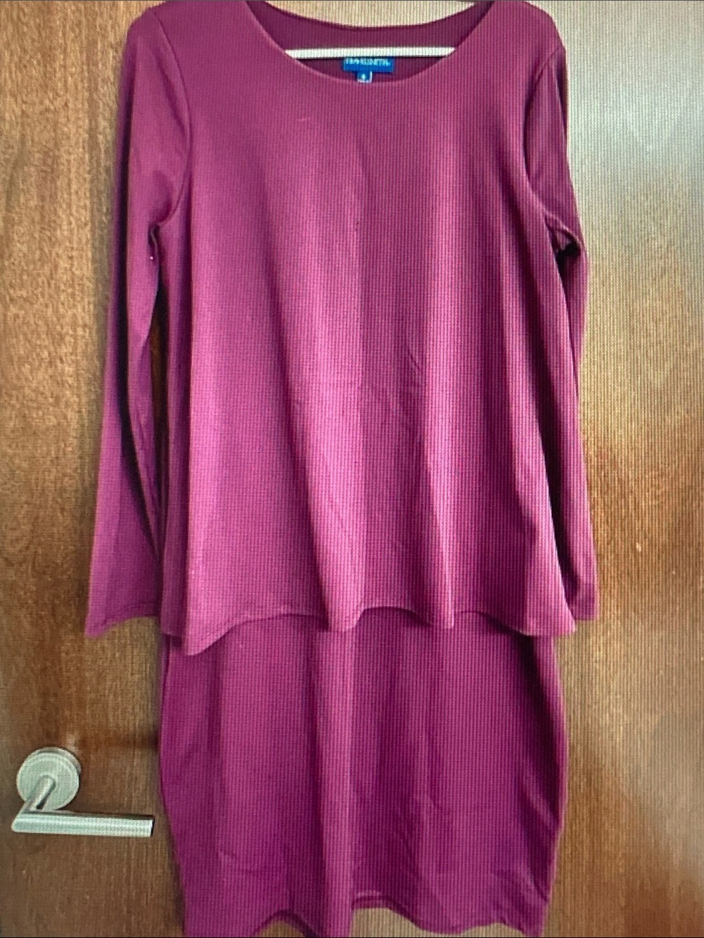 TravelSmith Long Sleeve Two-Piece Knit Dress in Wine Berry